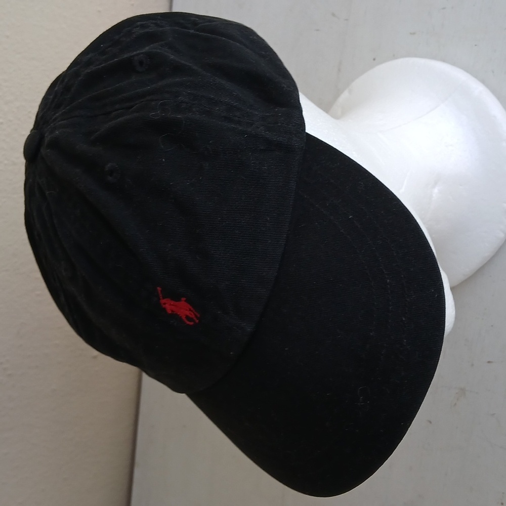 Ralph Lauren Black Baseball Cap with Red Polo Logo
